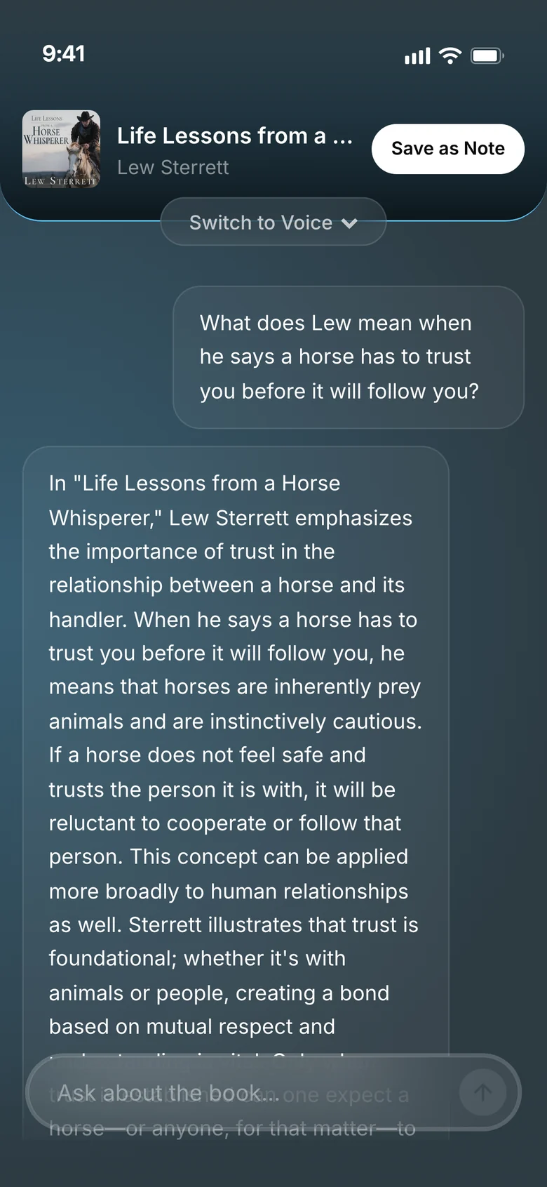 A reader types a question to Life Lessons from a Horse Whisperer on Storybase and reads the answer