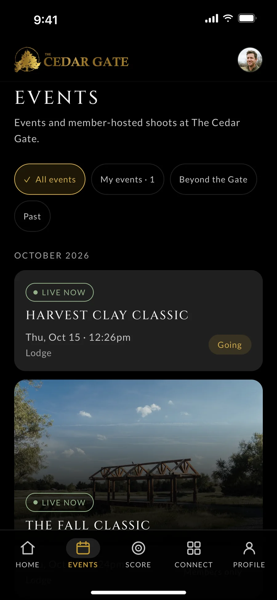 Events in The Cedar Gate app